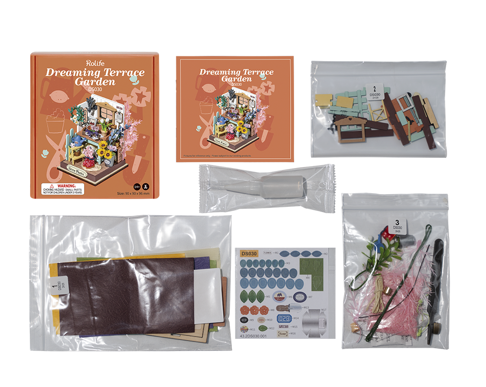 Kit de bricolaje Rolife: Minicasa 3D con terraza y jardín de ensueño DS030