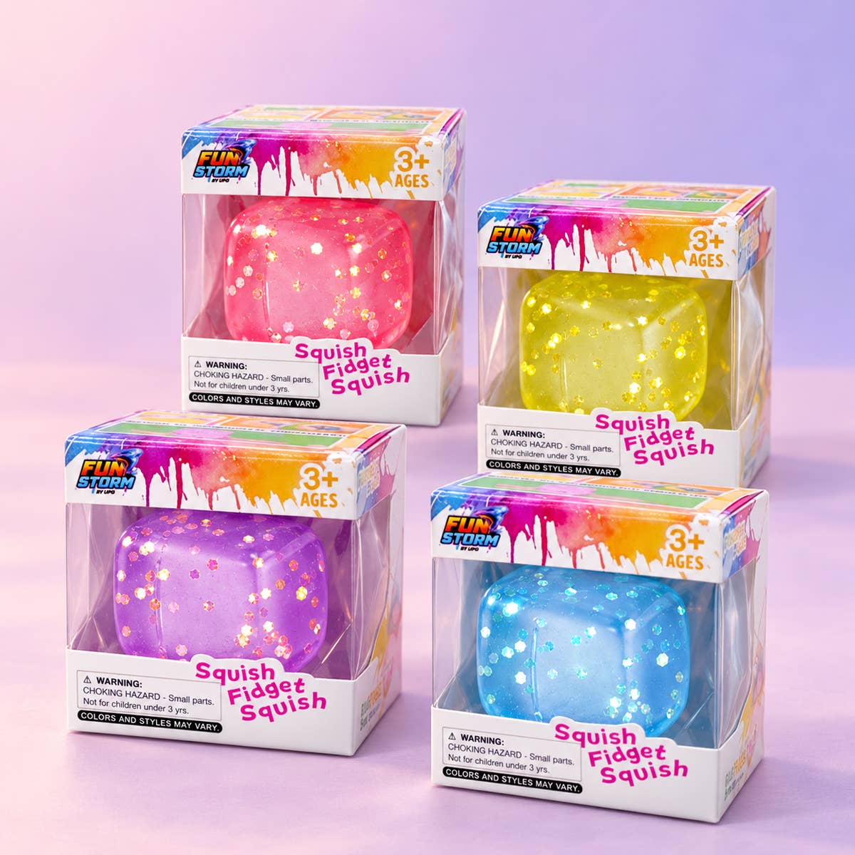 UPD GCSS Glitter Ice Cube 1.75" Squish Fidget Toy - 24 pcs