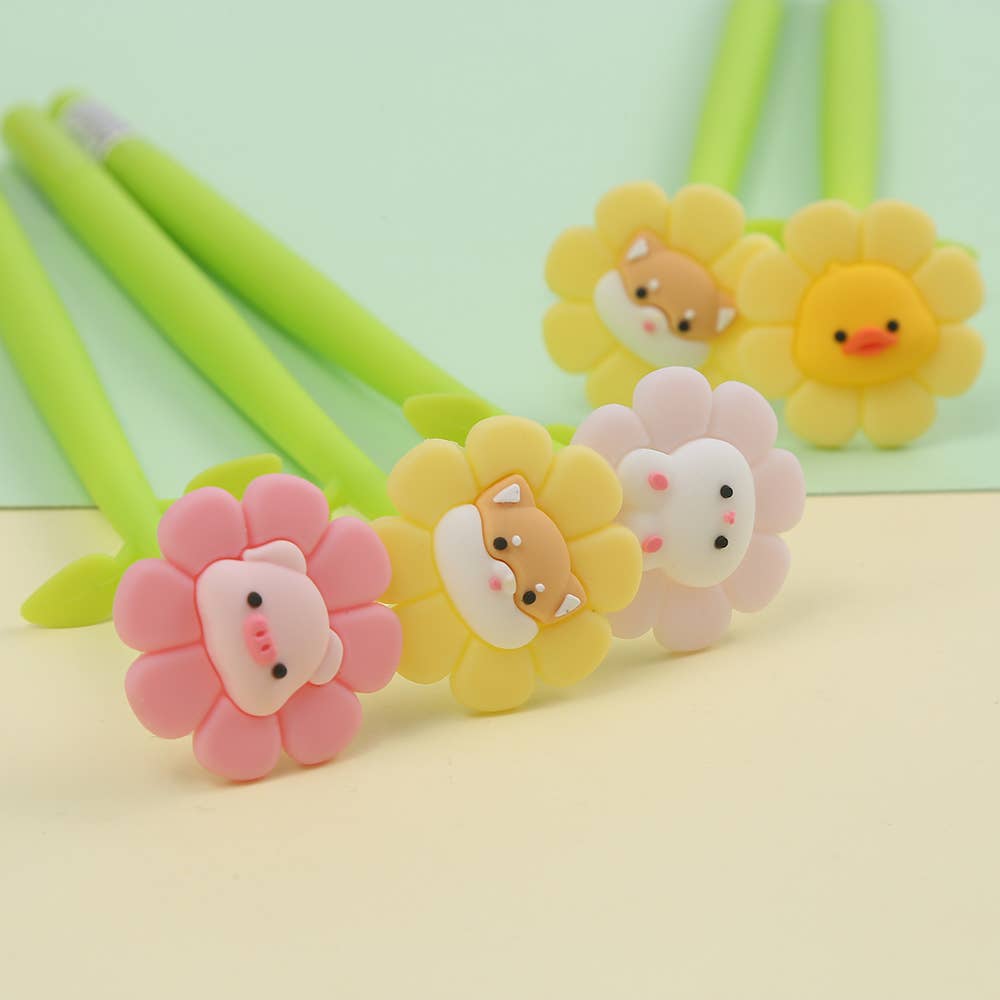 Bolígrafo de gel con animales en flor