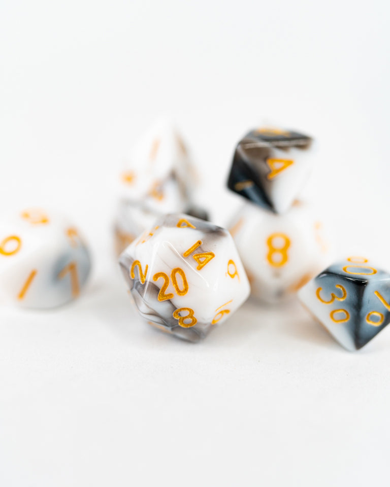 Spider's Egg | 7 Piece Mini Acrylic Polyhedral Dice Set - Emberglow Gaming