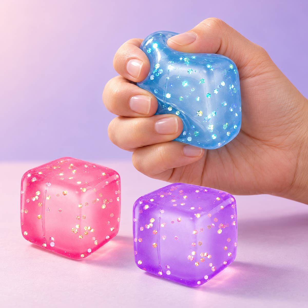 UPD GCSS Glitter Ice Cube 1.75" Squish Fidget Toy - 24 pcs