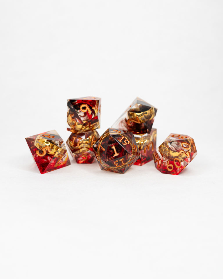 One for the Dark Lord | Ring Inclusion | 7 Piece Sharp Edge Resin Dice Set - Emberglow Gaming