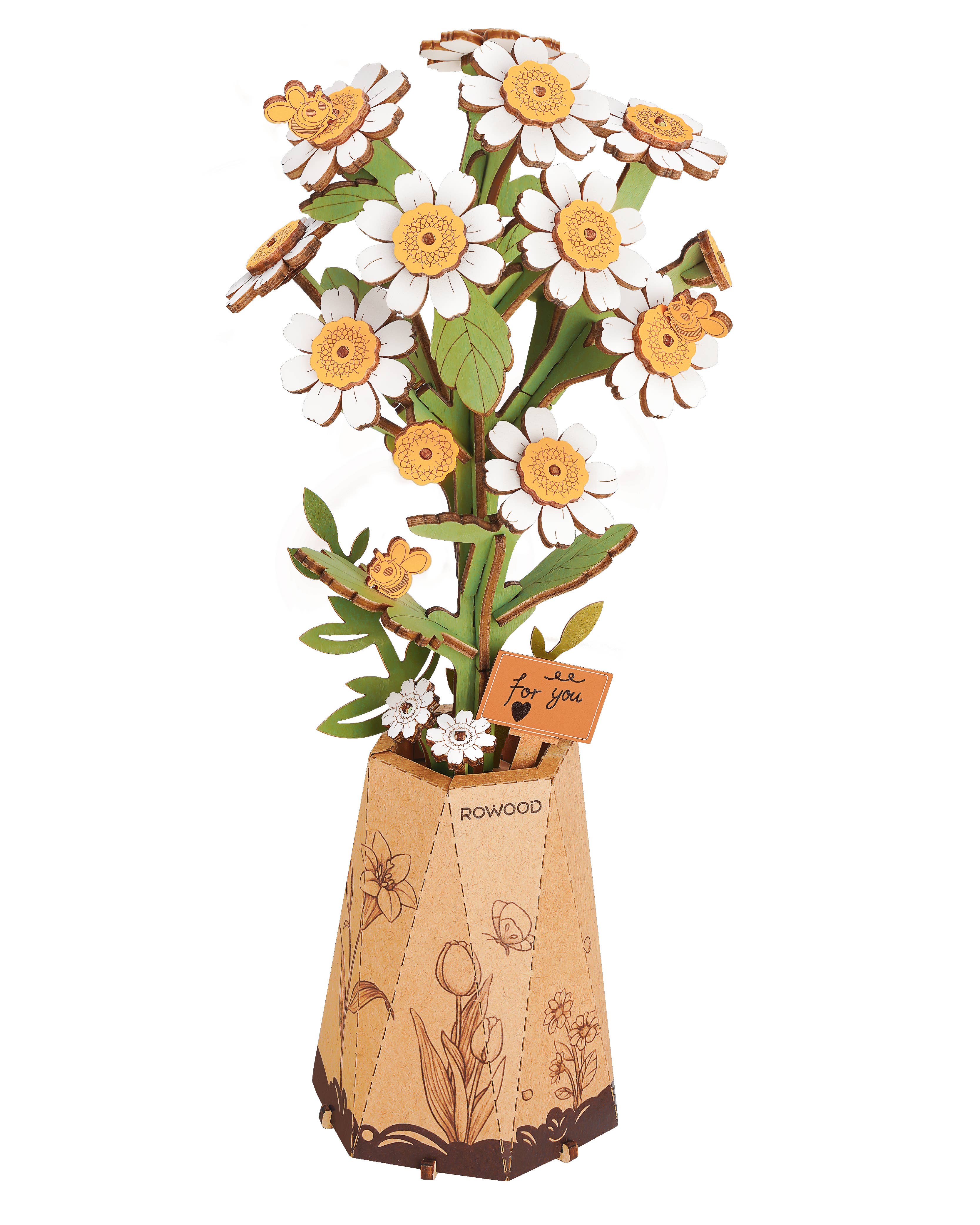 TW061 Chamomile Rowood DIY Wooden Flower Bouquet 3D Wooden