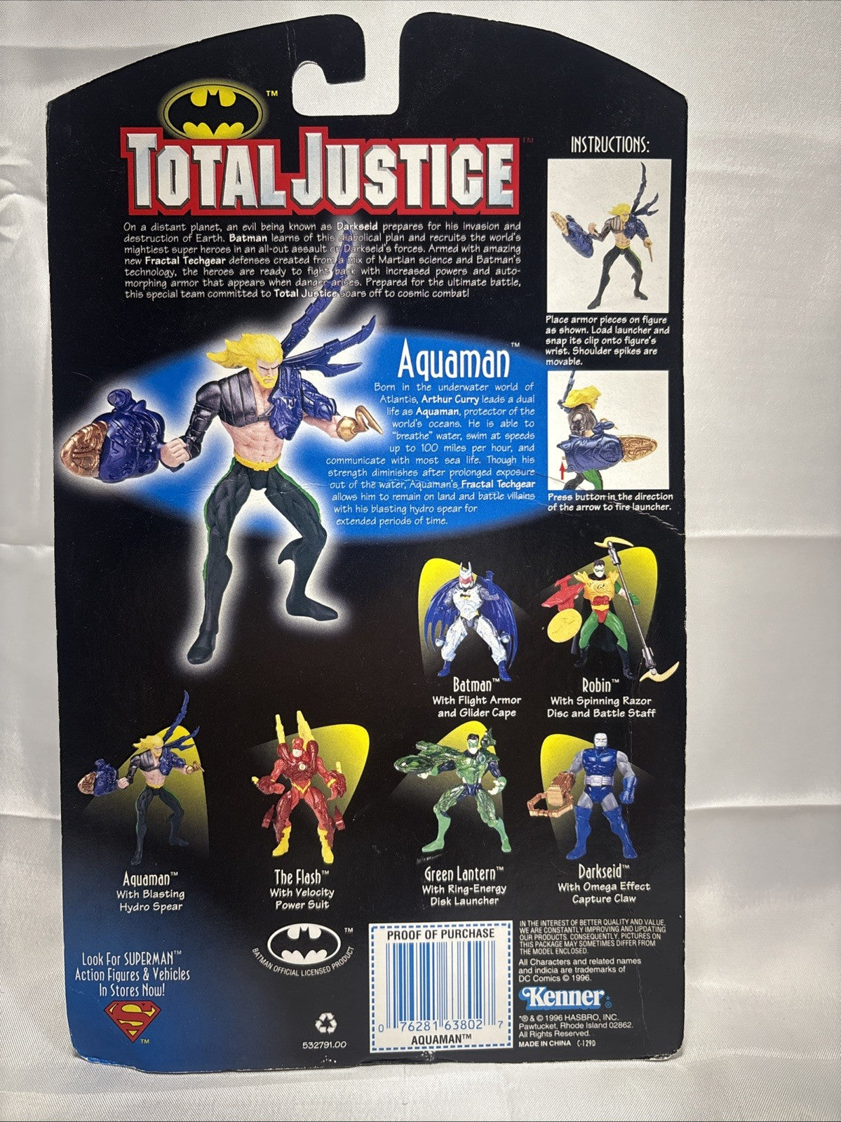 DC COMICS TOTAL JUSTICE - AQUAMAN - KENNER - NEW MINT - 1996 JJ0210JW1