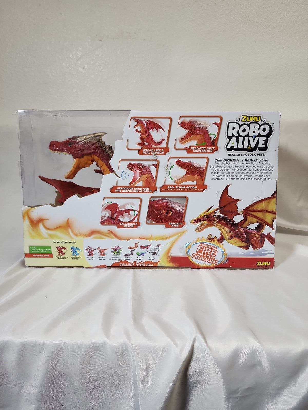 Zuru Robo Alive Fire Breathing Dragon Real Life Robotic Pet (Red) New JJ-B-333