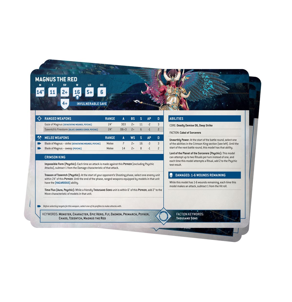 Hoja de datos de las cartas de los Mil Hijos de Warhammer 40000