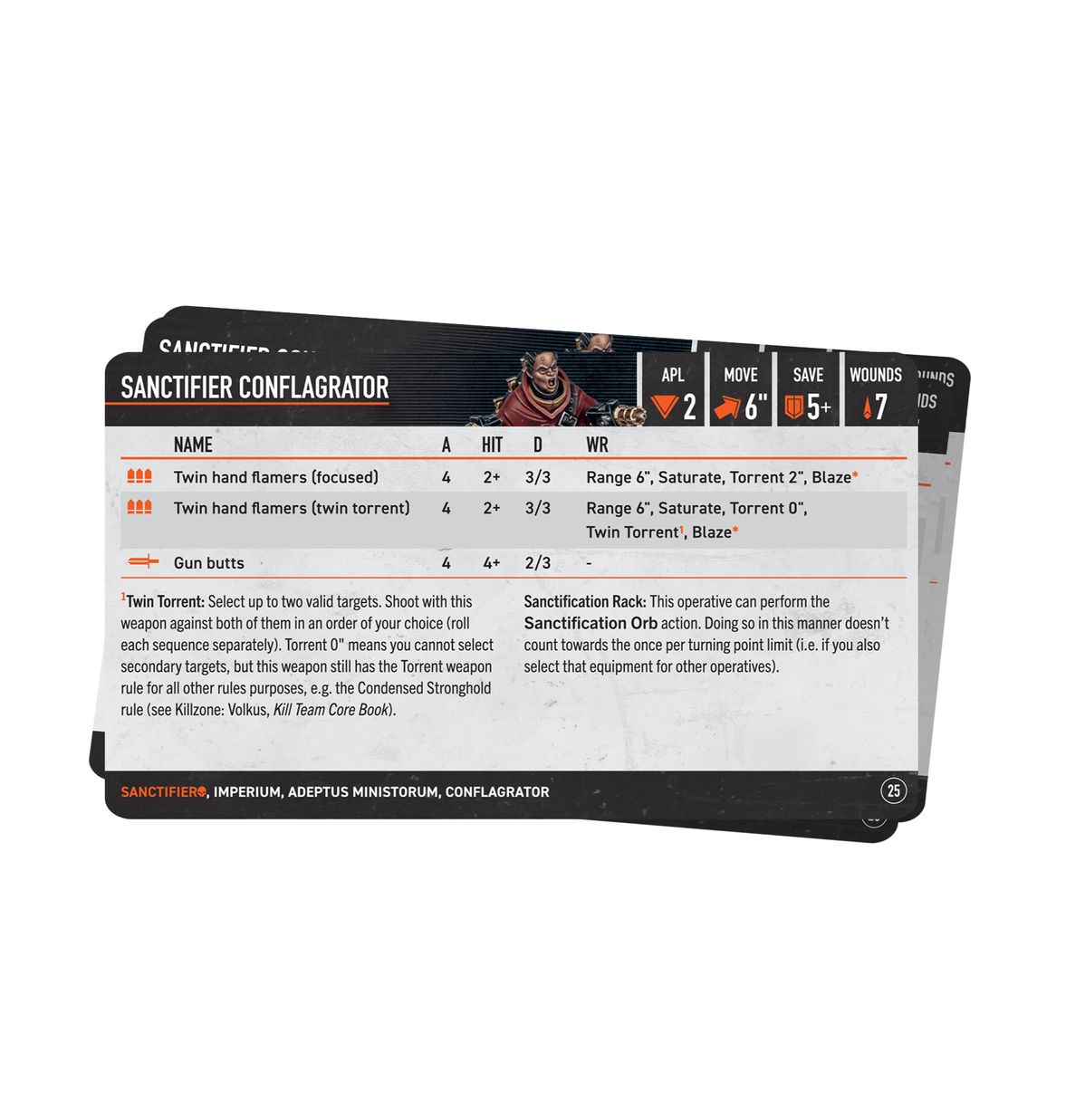 Tarjetas de datos de los Sanctifiers de Kill Team de Warhammer 40000 (ENG)