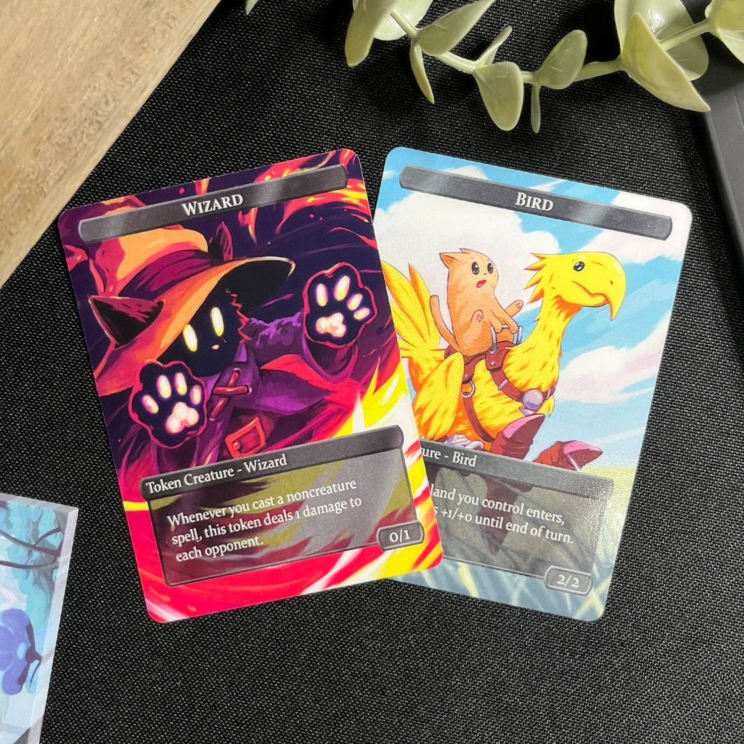 Set de fichas de mago y pájaro de Caverns & Calicos Mana Cats