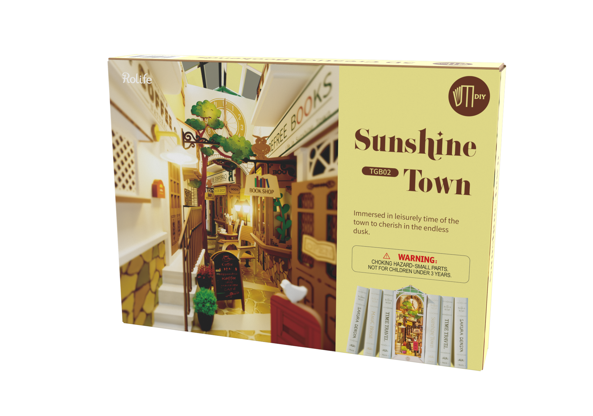 Casa DIY Robotime Sunshine Town Book Nook TGB02 Rompecabezas