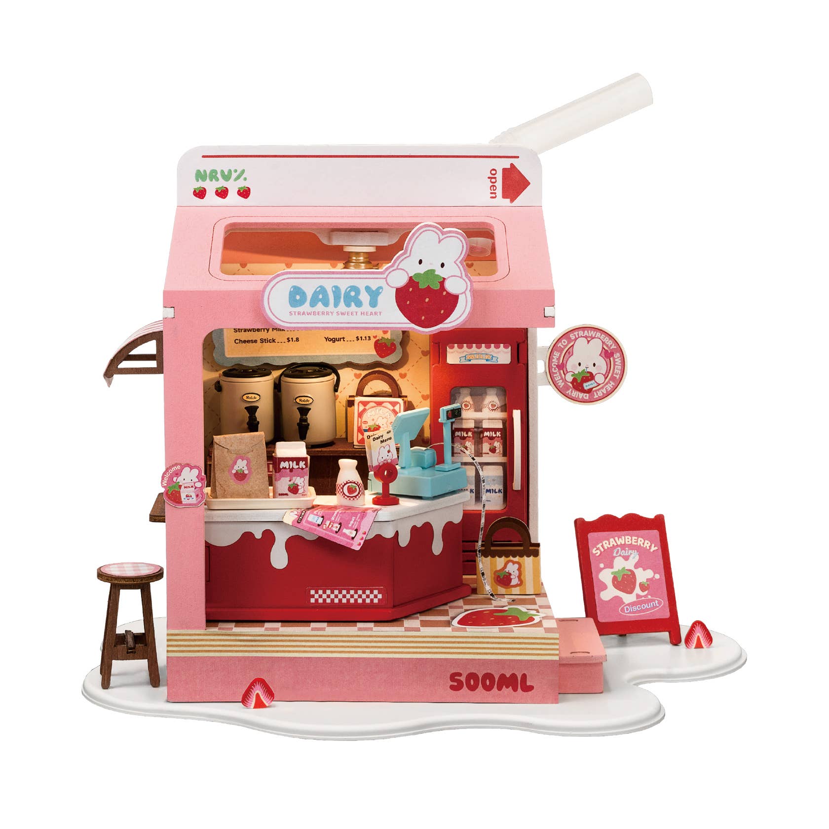 Strawberry Milk Box ROBOTIM Rolife DIY Miniature House