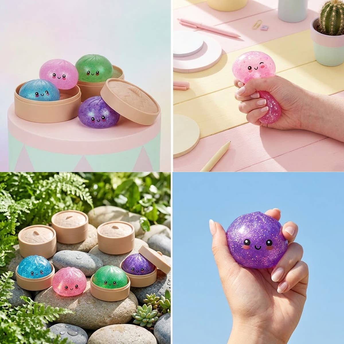 UPD GLITD Squishy 3.3" Glitter Dumpling in Steamer - 12 pcs