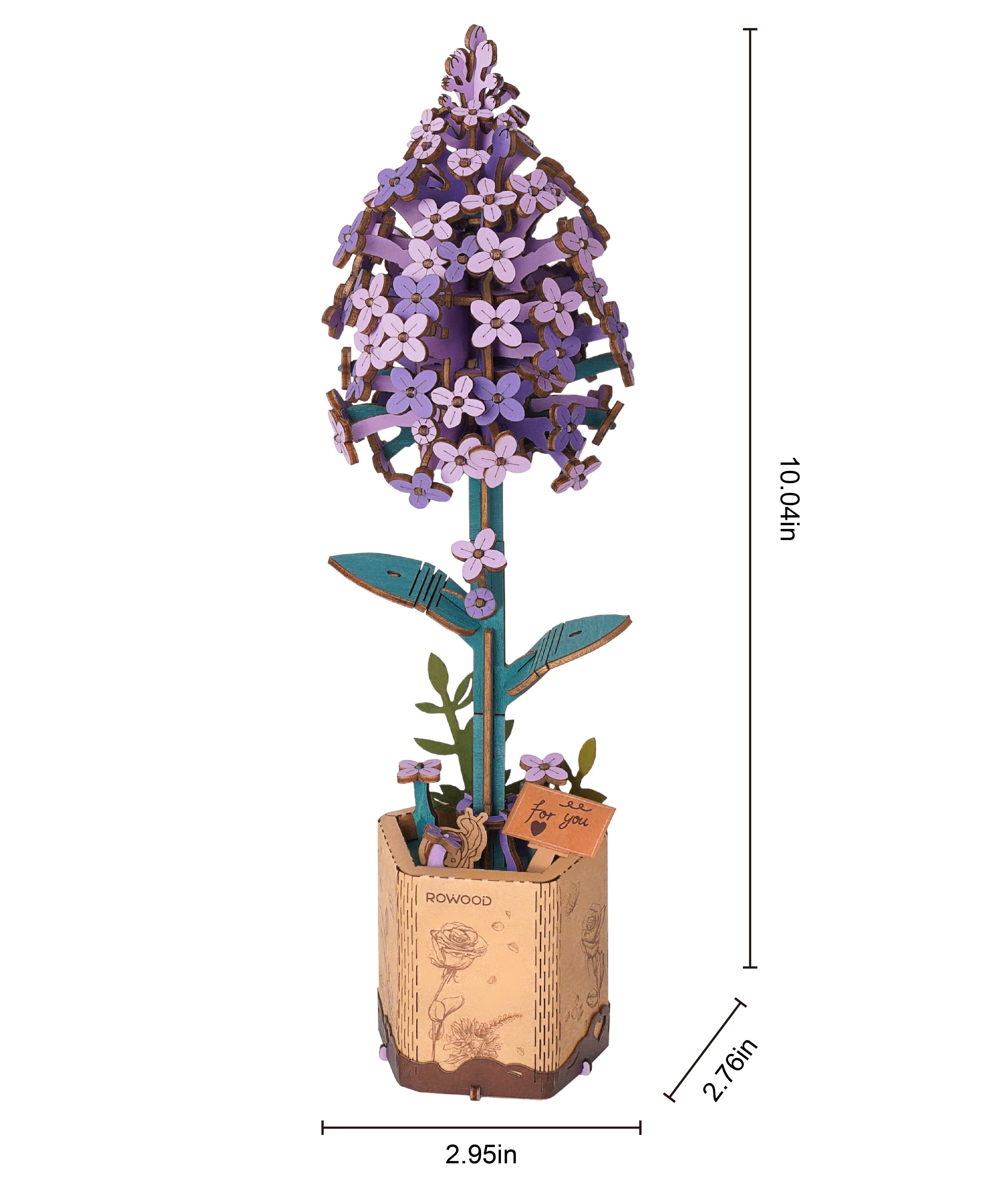 TW021 Lilac Robotime Rowood DIY Wooden Flower 3D Puzzles