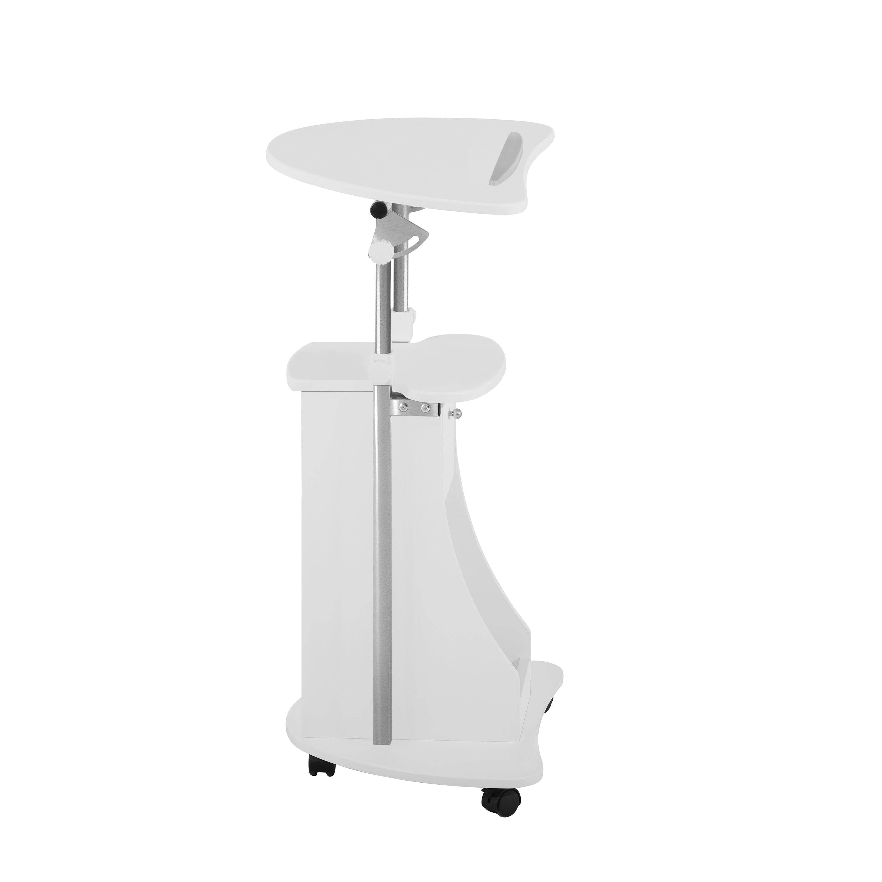 Sit-to-Stand Rolling Adjustable Laptop Cart With Storage