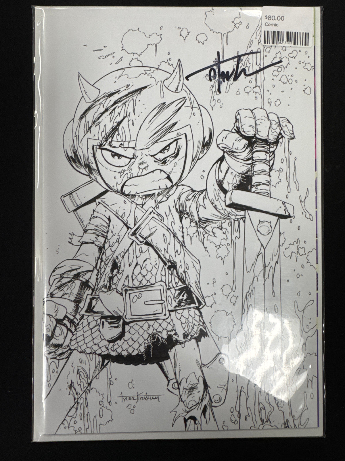 Quested #1 (2022) – Tyler Kirkham Battle Damage Black & White Cover – Signed with COA