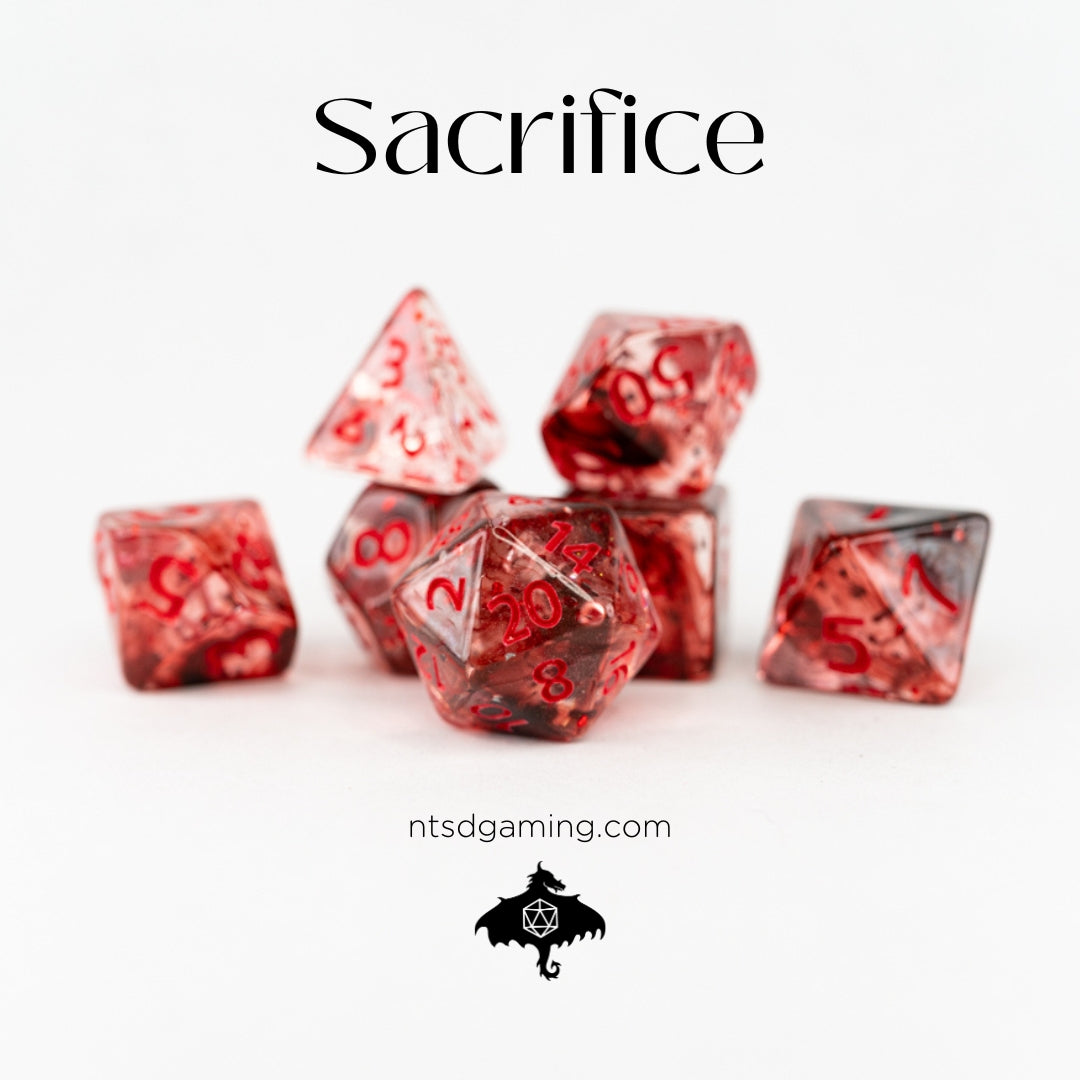 Sacrifice | 7 Piece Acrylic Dice Set - Emberglow Gaming