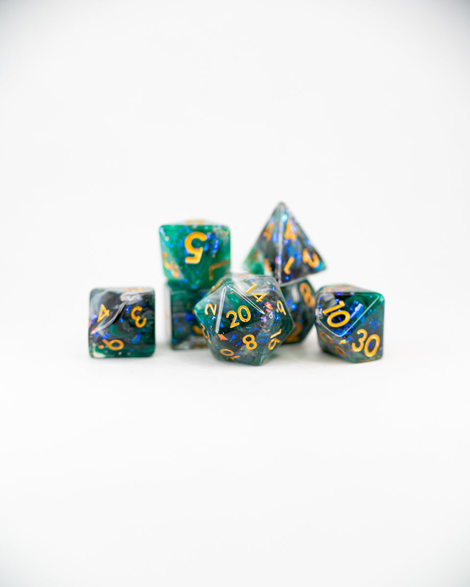 Wildmother's Jade | 7 Piece Acrylic Dice Set - Emberglow Gaming