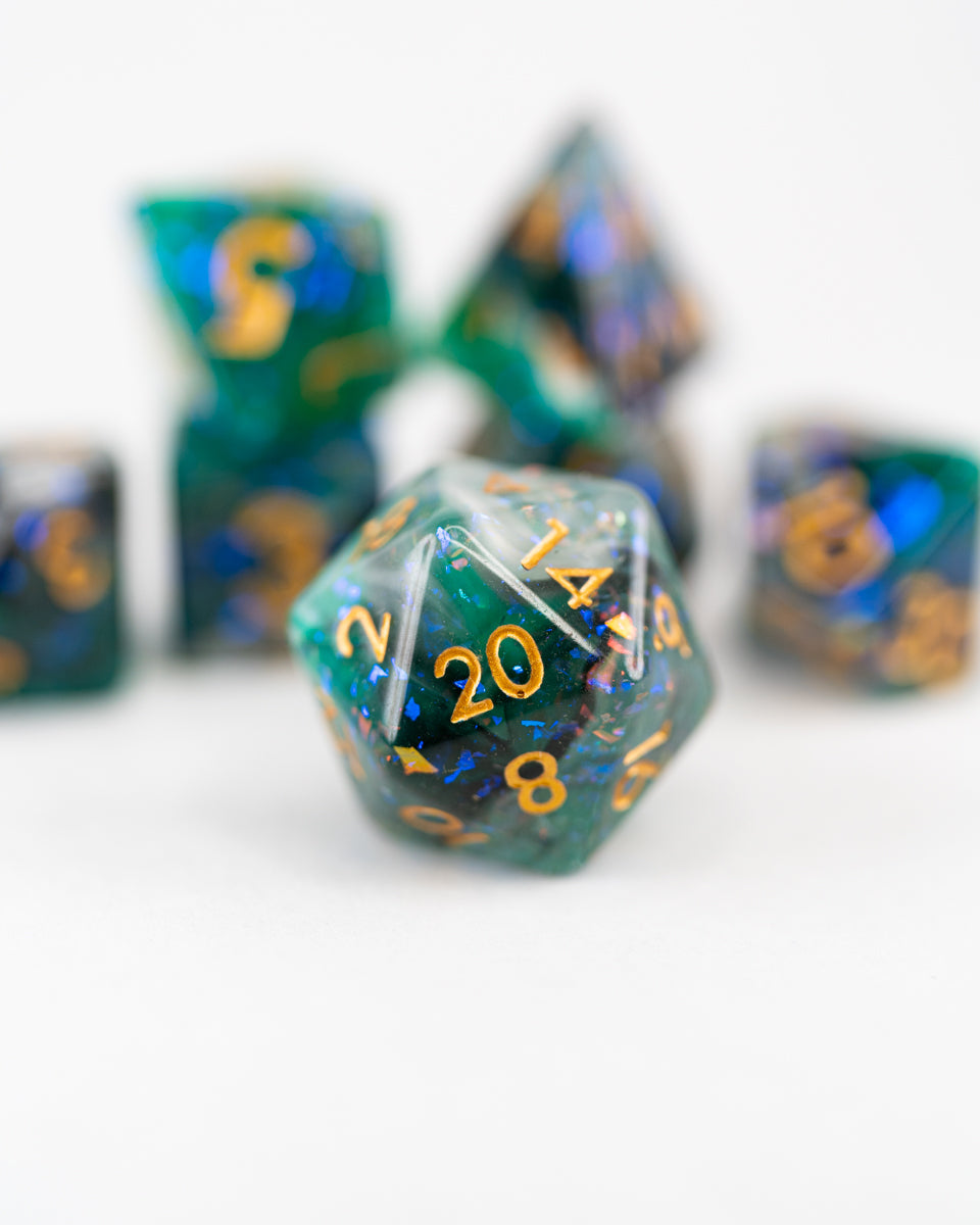 Wildmother's Jade | 7 Piece Acrylic Dice Set - Emberglow Gaming
