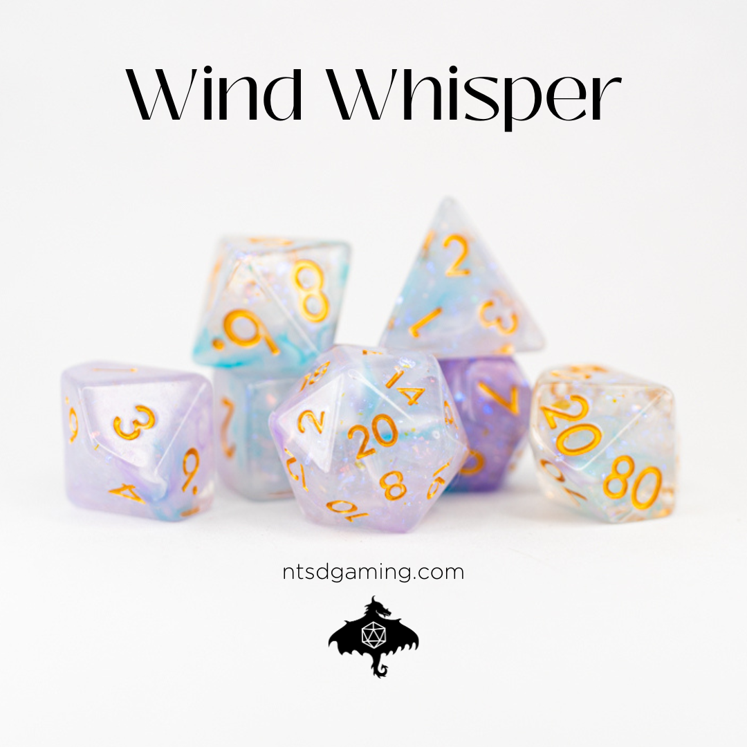 Wind Whisper | 7 Piece Acrylic Dice Set - Emberglow Gaming