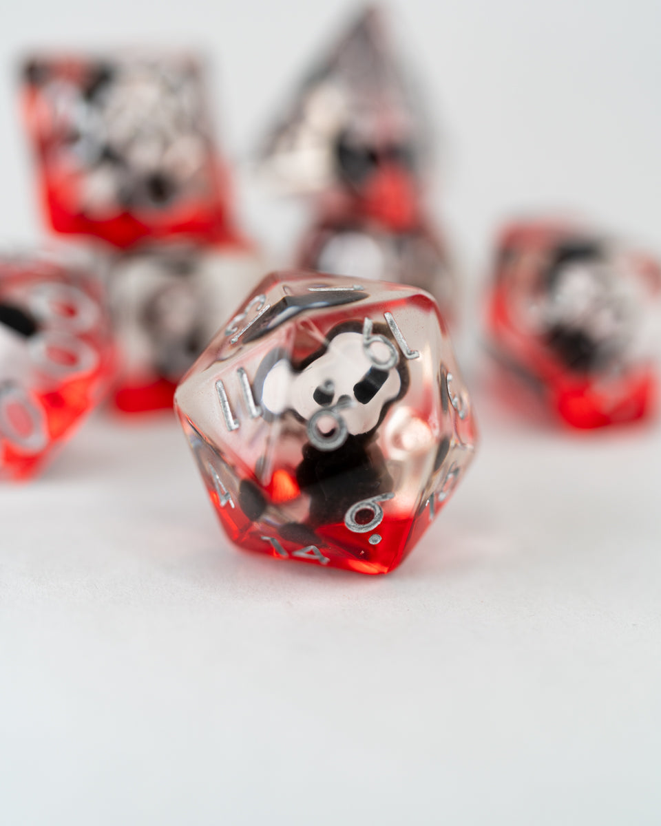 Ol' Scratch | Grim Reaper | 7 Piece Acrylic Inclusion Dice Set - Emberglow Gaming