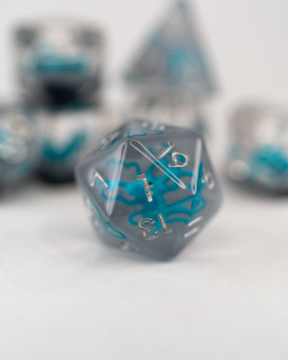 Octomopey | Octopus | 7 Piece Acrylic Inclusion Dice Set - Emberglow Gaming