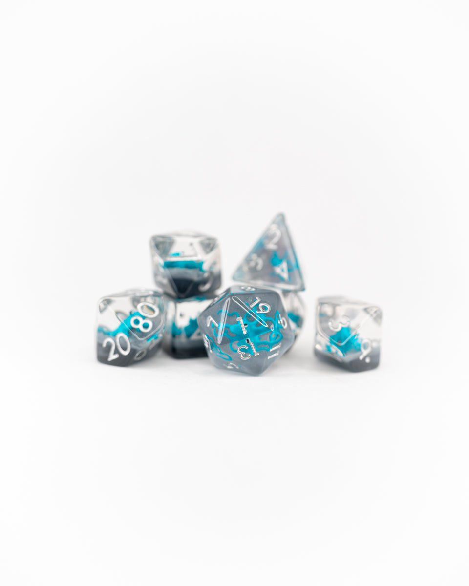 Octomopey | Octopus | 7 Piece Acrylic Inclusion Dice Set - Emberglow Gaming