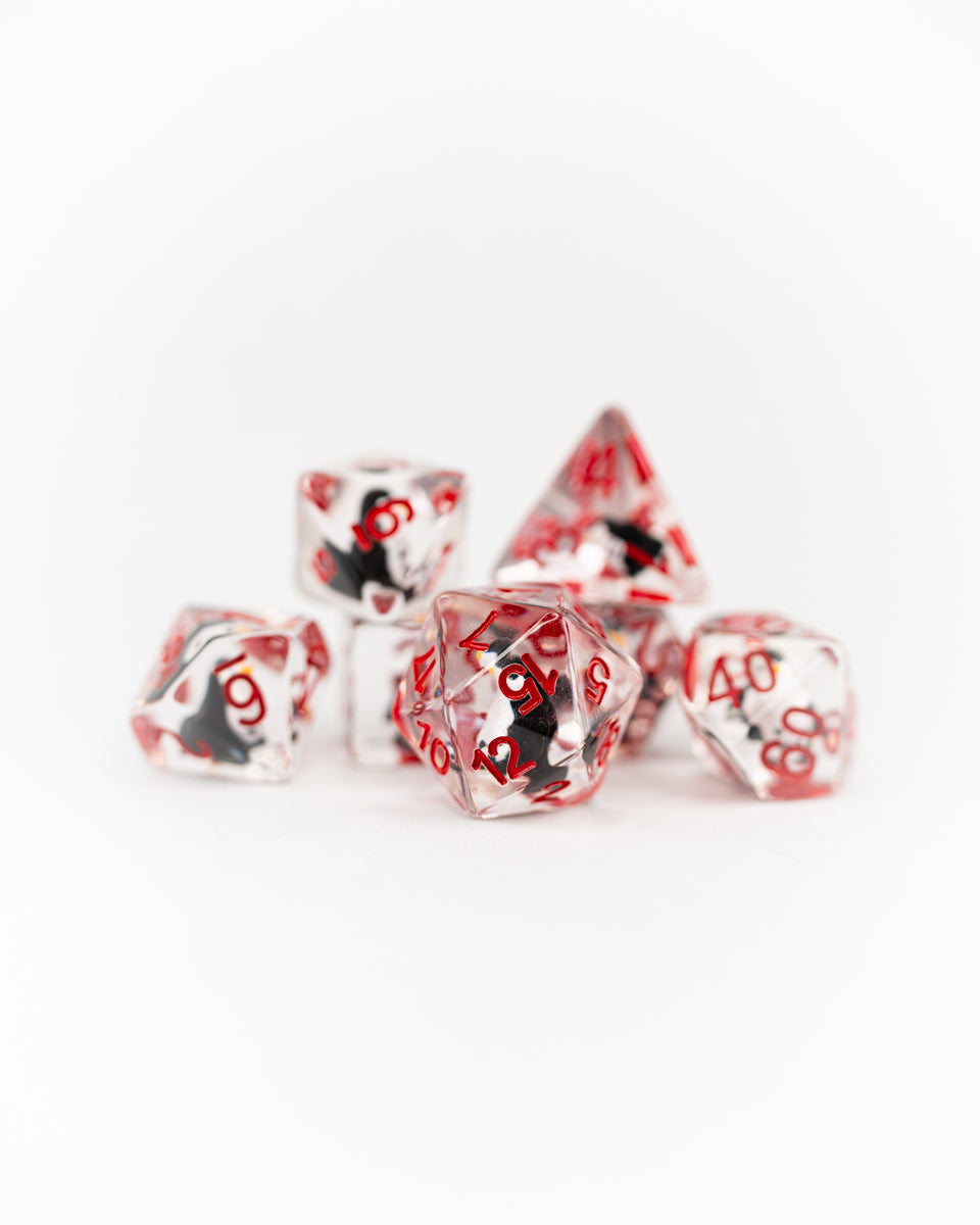 Jeeves | Penguin | 7 Piece Acrylic Inclusion Dice Set - Emberglow Gaming