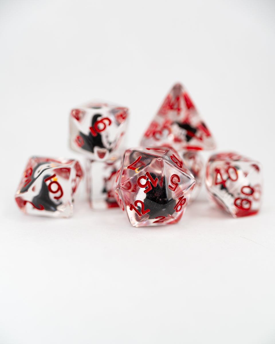 Jeeves | Penguin | 7 Piece Acrylic Inclusion Dice Set - Emberglow Gaming