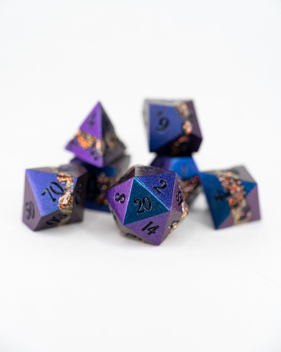 Fool's Reach | 7 Piece Metal Dice Set - Emberglow Gaming