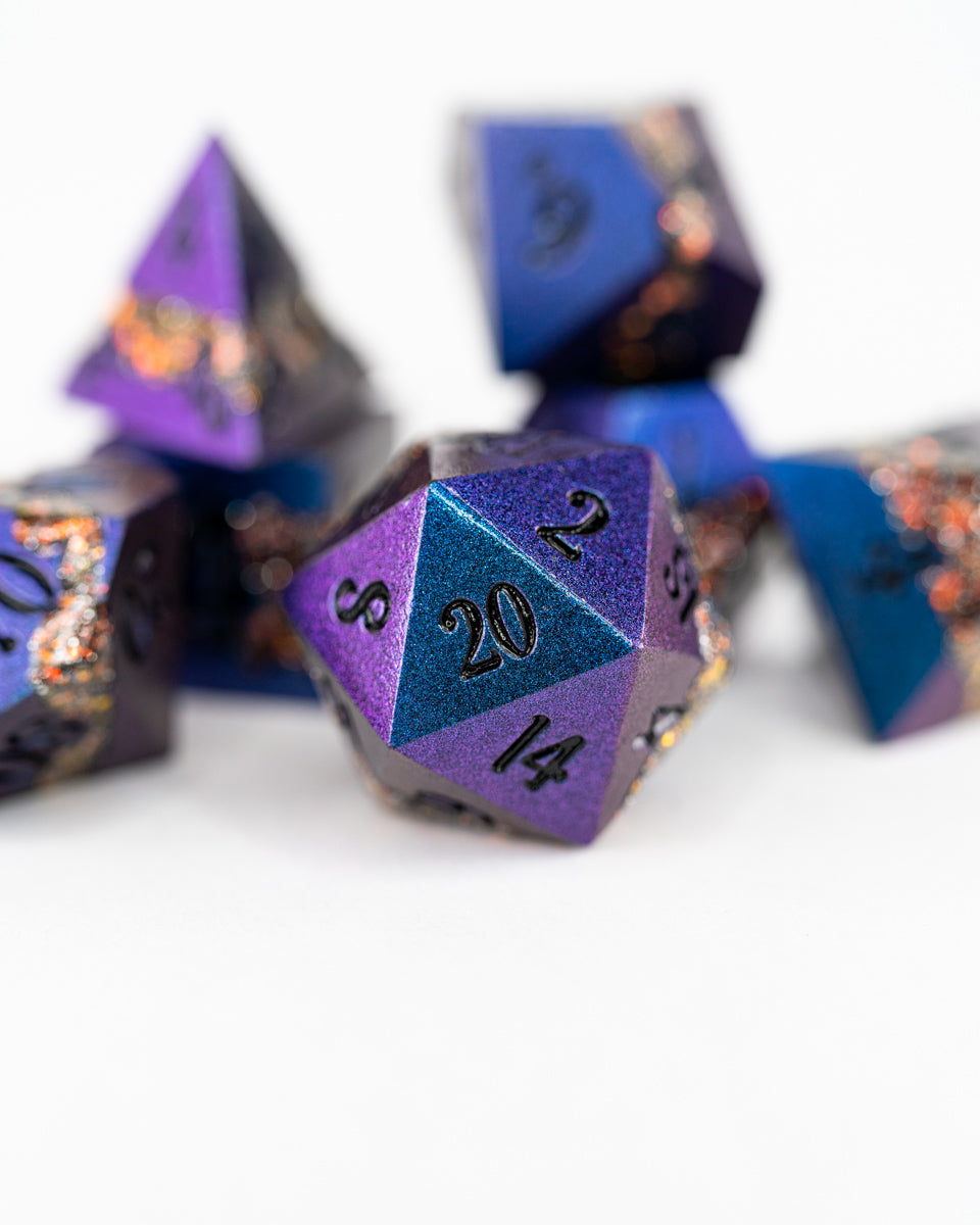 Fool's Reach | 7 Piece Metal Dice Set - Emberglow Gaming