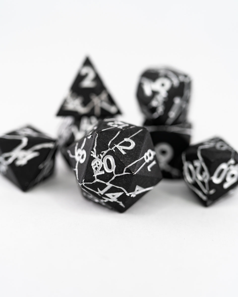 Thunder Crack | 7 Piece Metal Dice Set - Emberglow Gaming