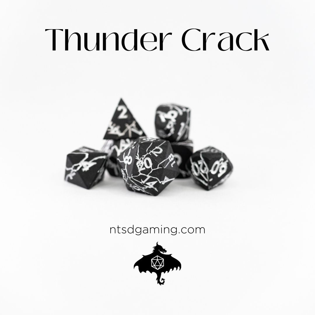 Thunder Crack | 7 Piece Metal Dice Set - Emberglow Gaming