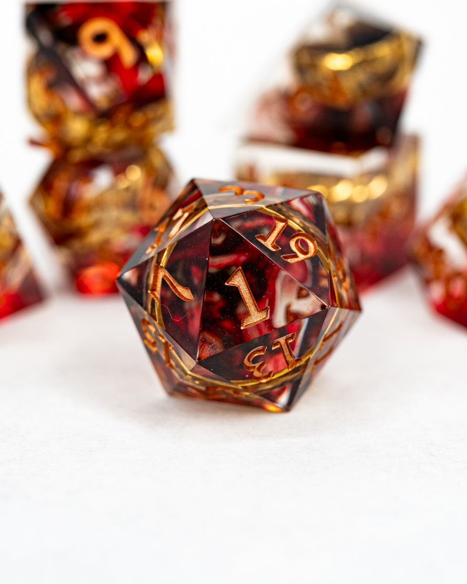 One for the Dark Lord | Ring Inclusion | 7 Piece Sharp Edge Resin Dice Set - Emberglow Gaming