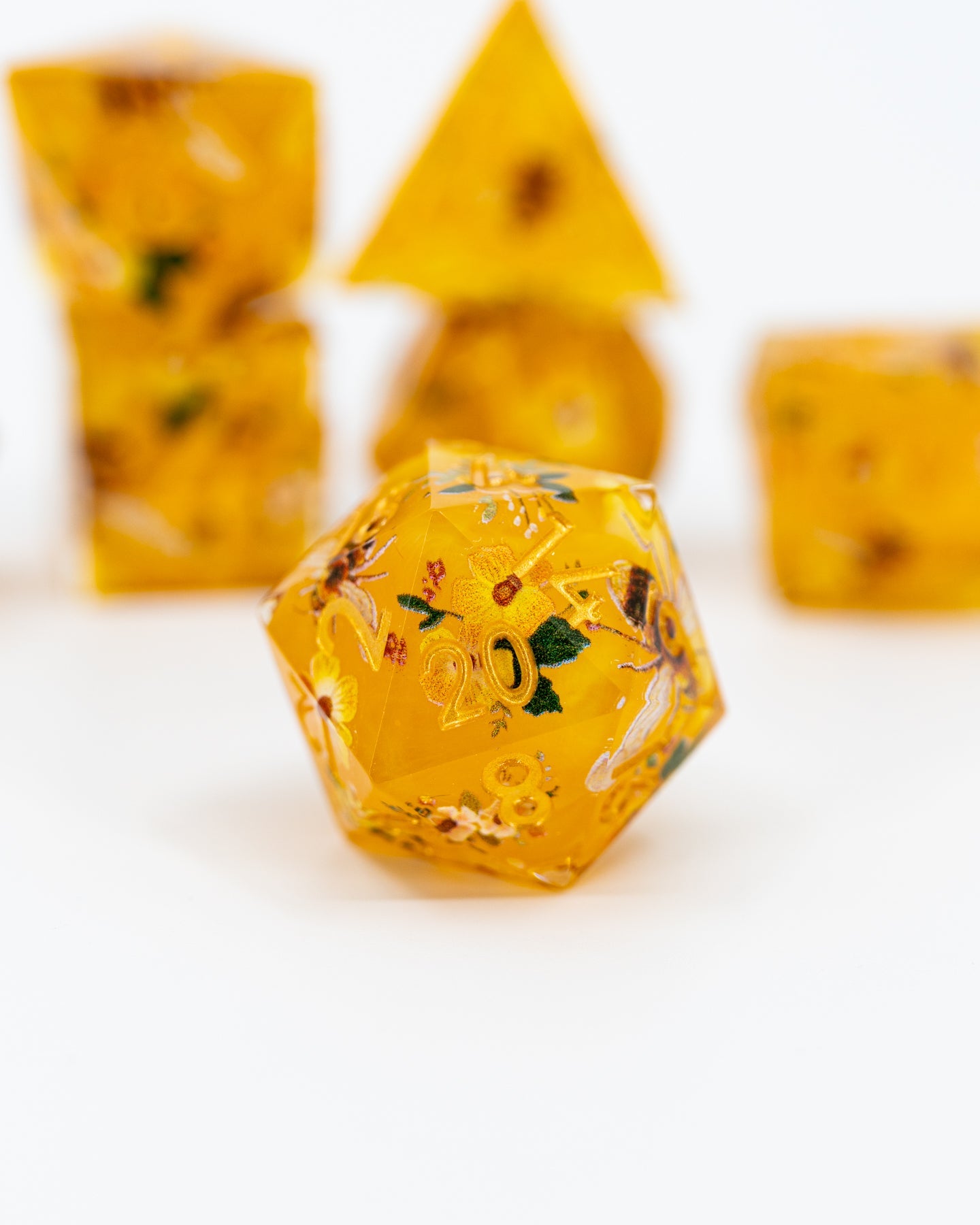PollenHedral | Double Cast | 7 Piece Sharp Edge Dice Set - Emberglow Gaming