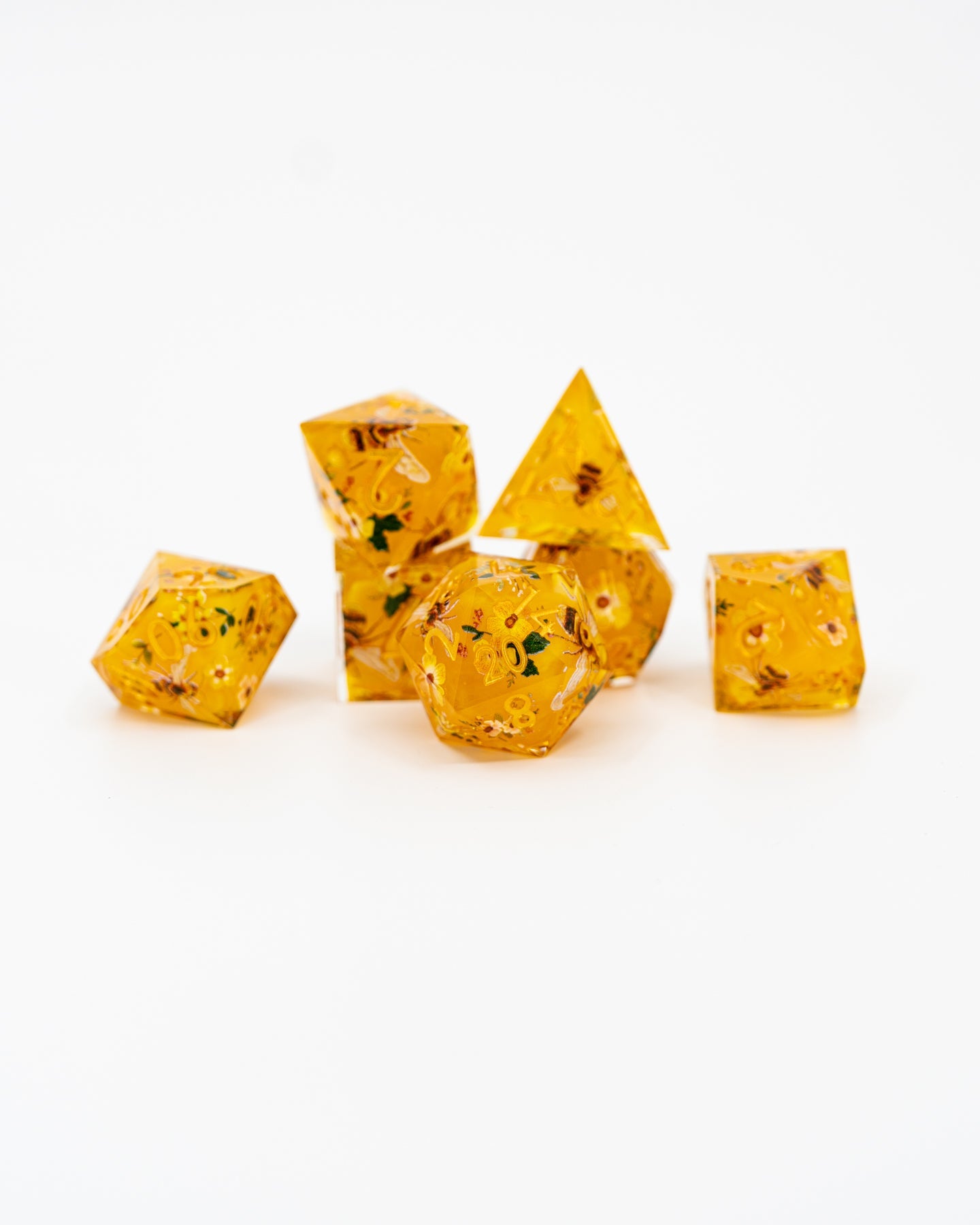 PollenHedral | Double Cast | 7 Piece Sharp Edge Dice Set - Emberglow Gaming