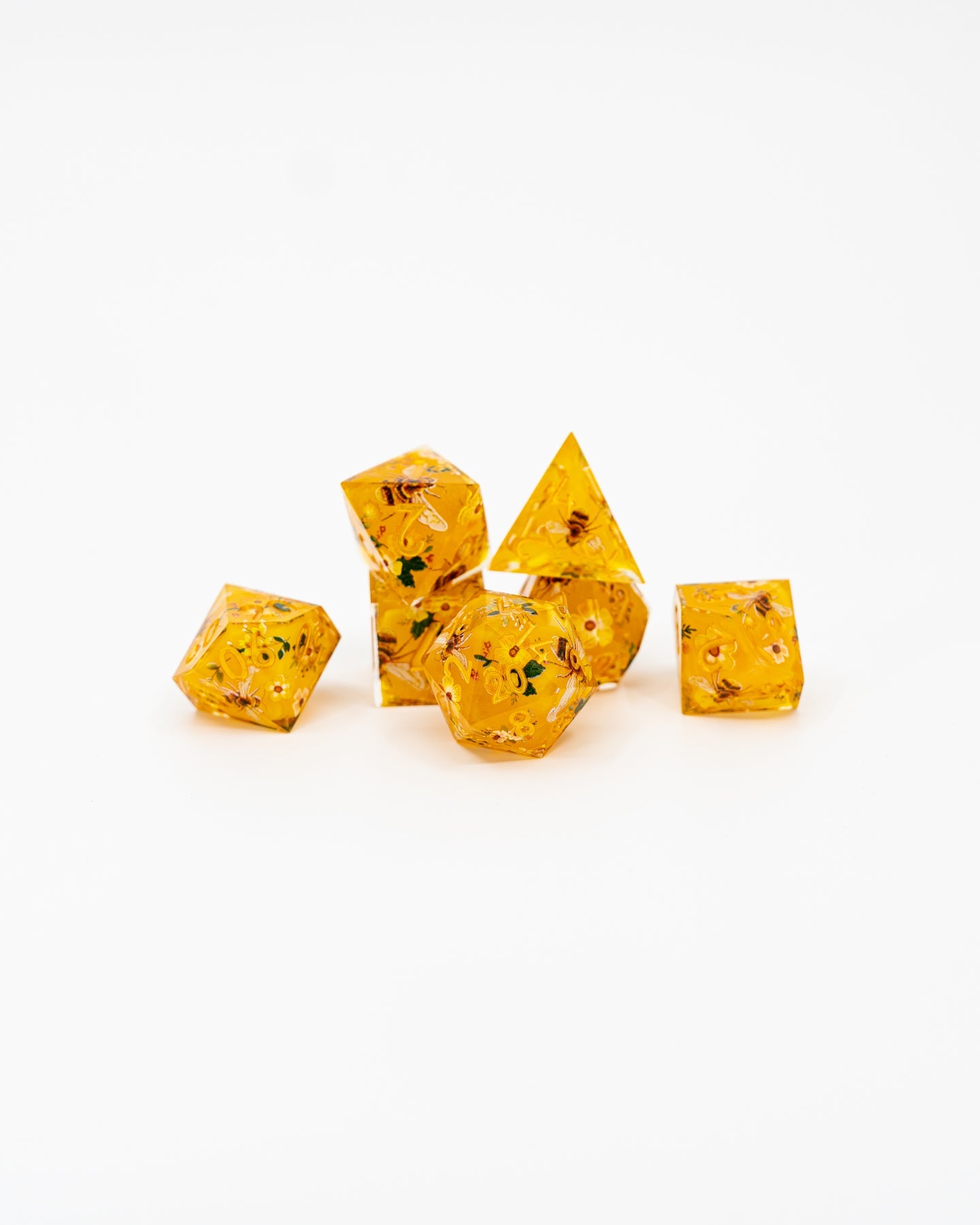 PollenHedral | Double Cast | 7 Piece Sharp Edge Dice Set - Emberglow Gaming