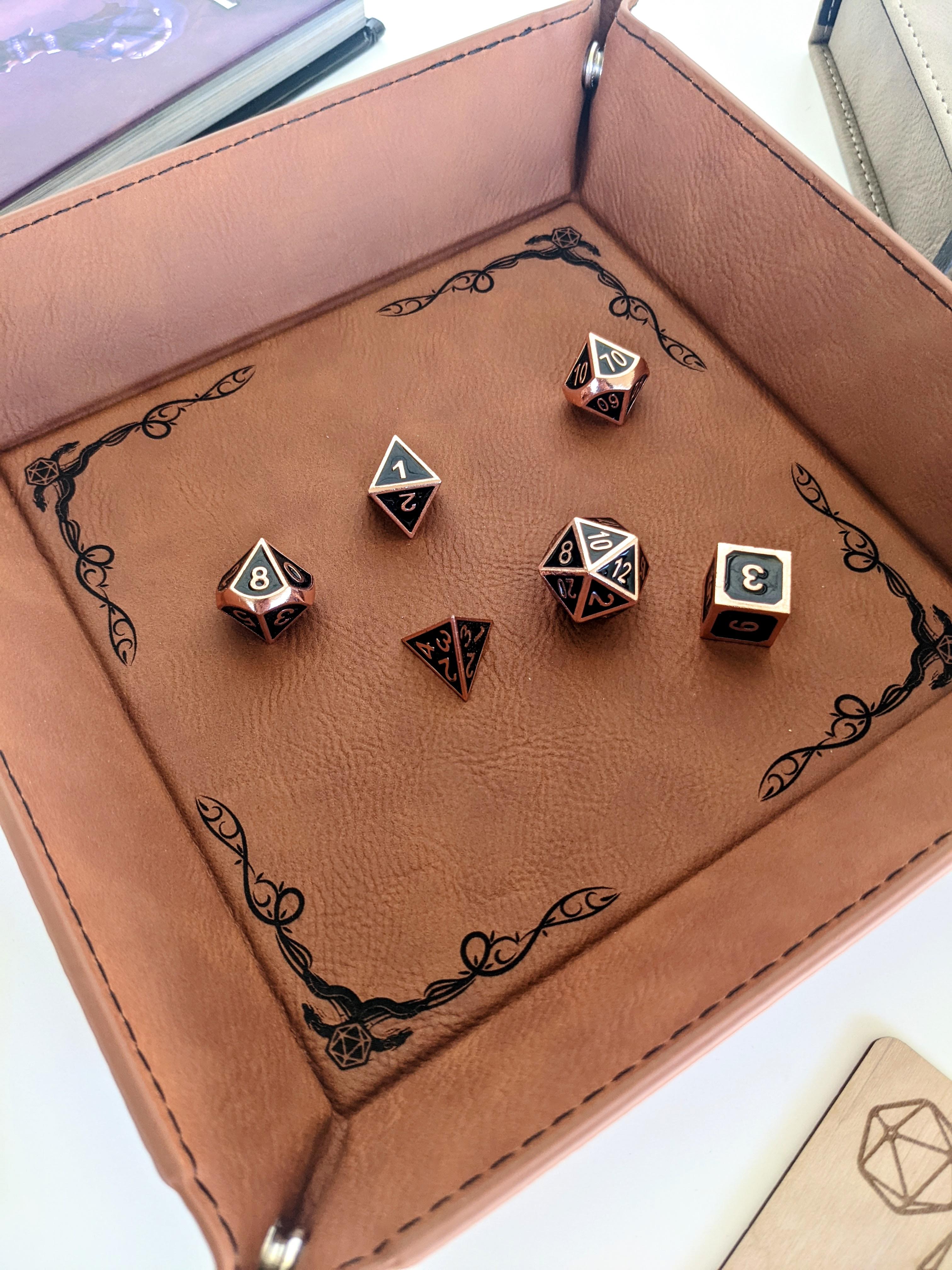 Dragon Border | Vegan Leather Dice Rolling Tray - Emberglow Gaming
