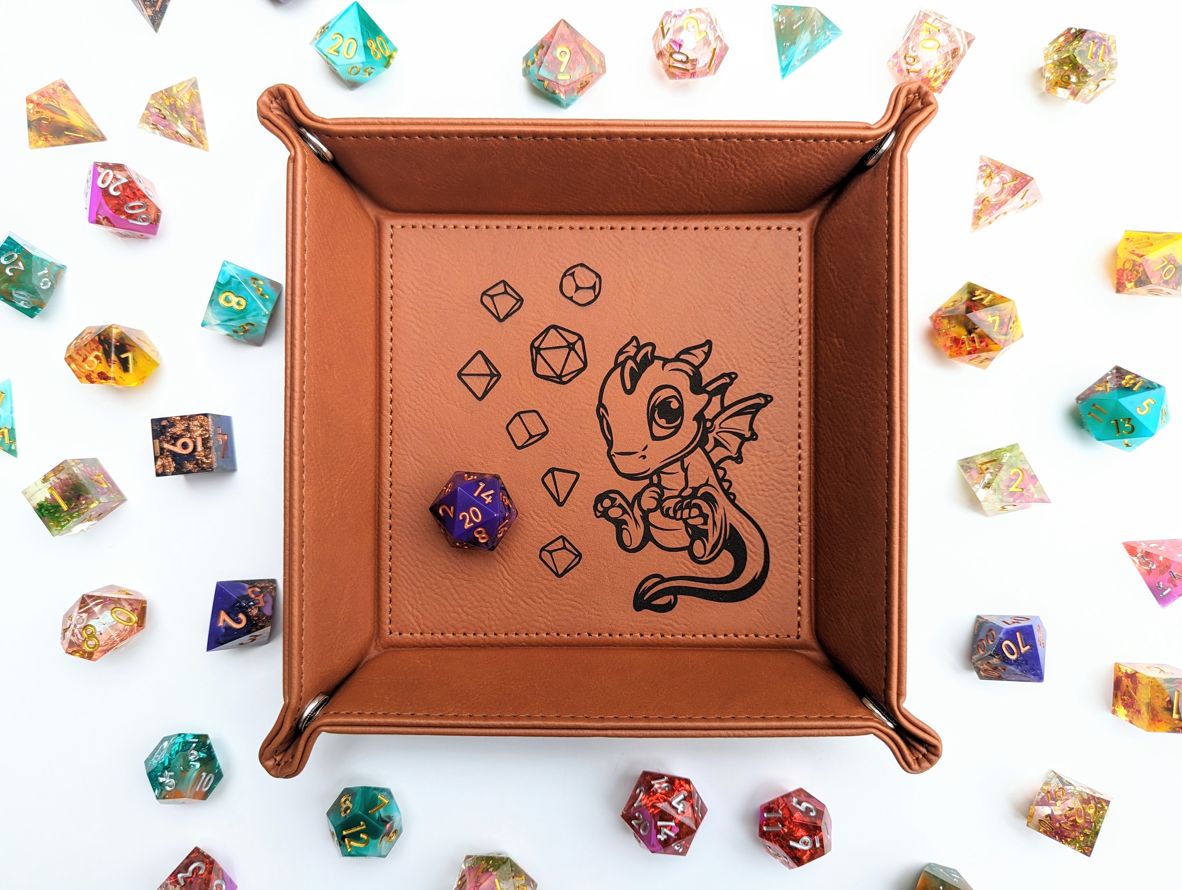 Adoragon | Vegan Leather Dice Rolling Tray - Emberglow Gaming