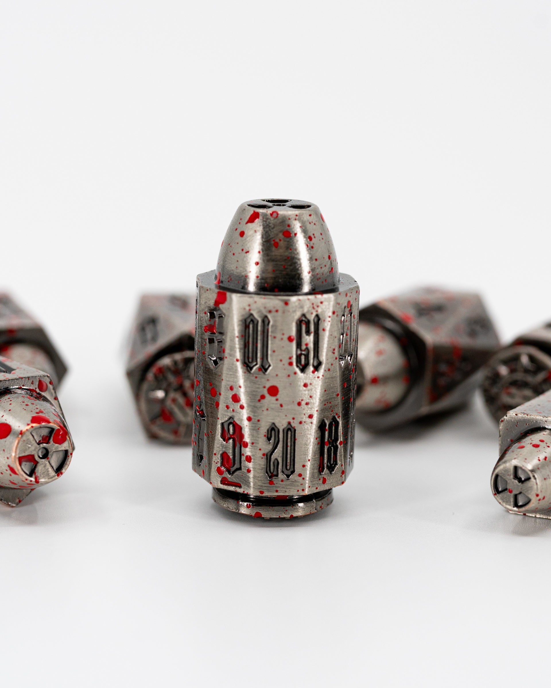 Charlie | Iron Bullets | 7 Piece Metal Dice Set - Emberglow Gaming