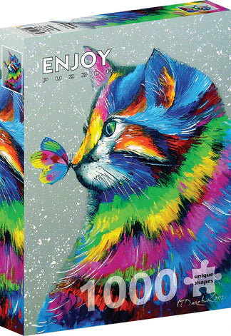 Puzzle: Bright Cat and Butterfly (1000 pcs.)