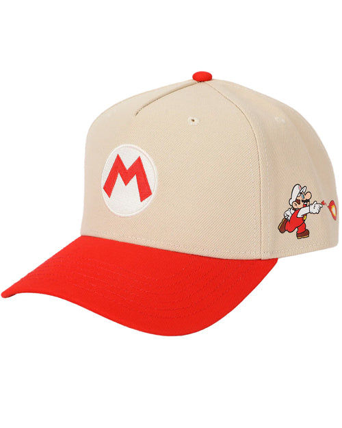 Super Mario Fire Mario Red and Tan Snapback Hat