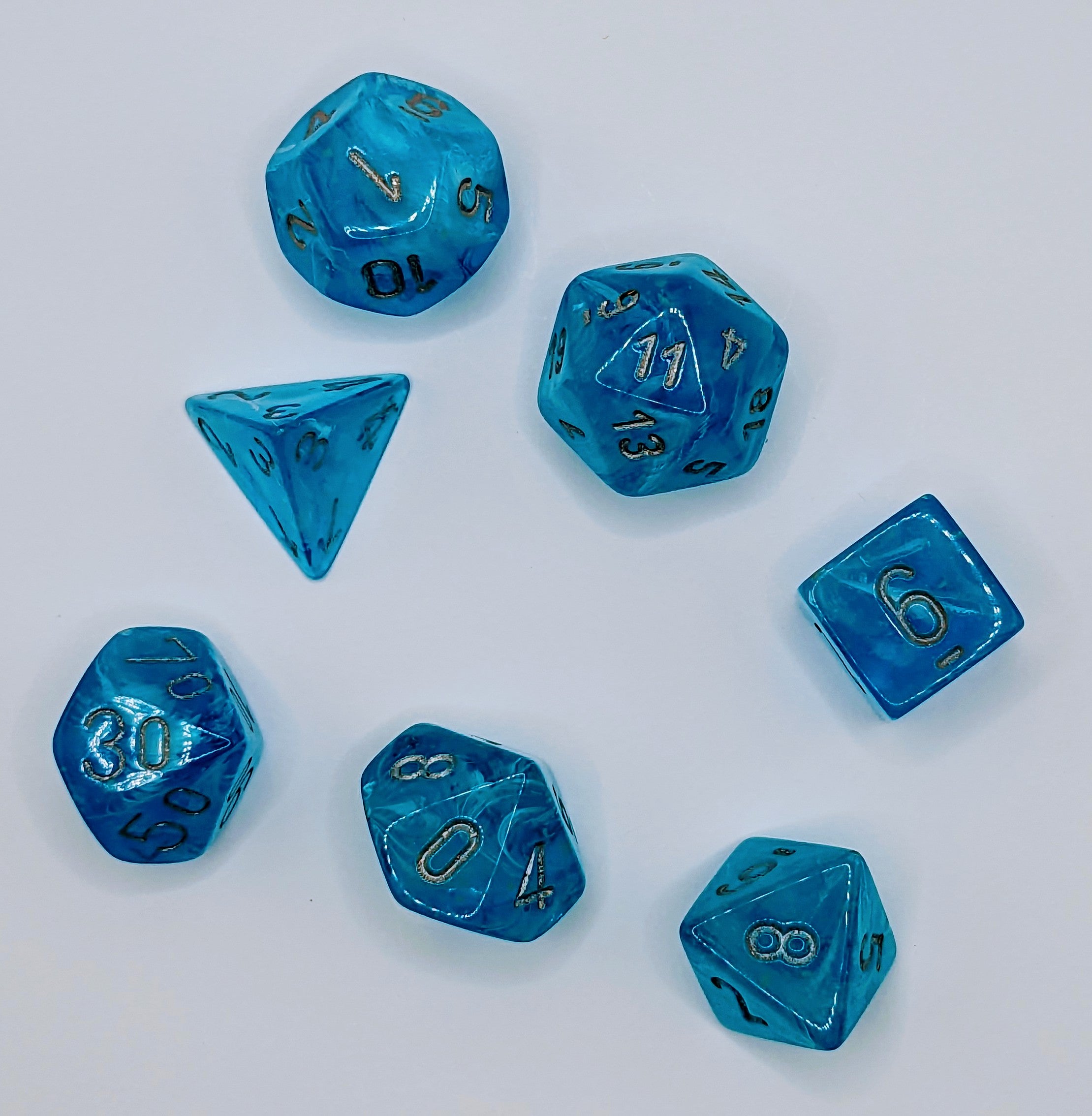 Dados: Chessex Luminary Sky/Silver