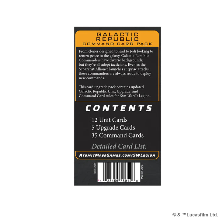 Star Wars Legion Galactic Republic Command Card Pack