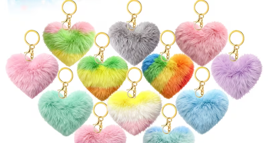 Fuzzy Heart Key Chain