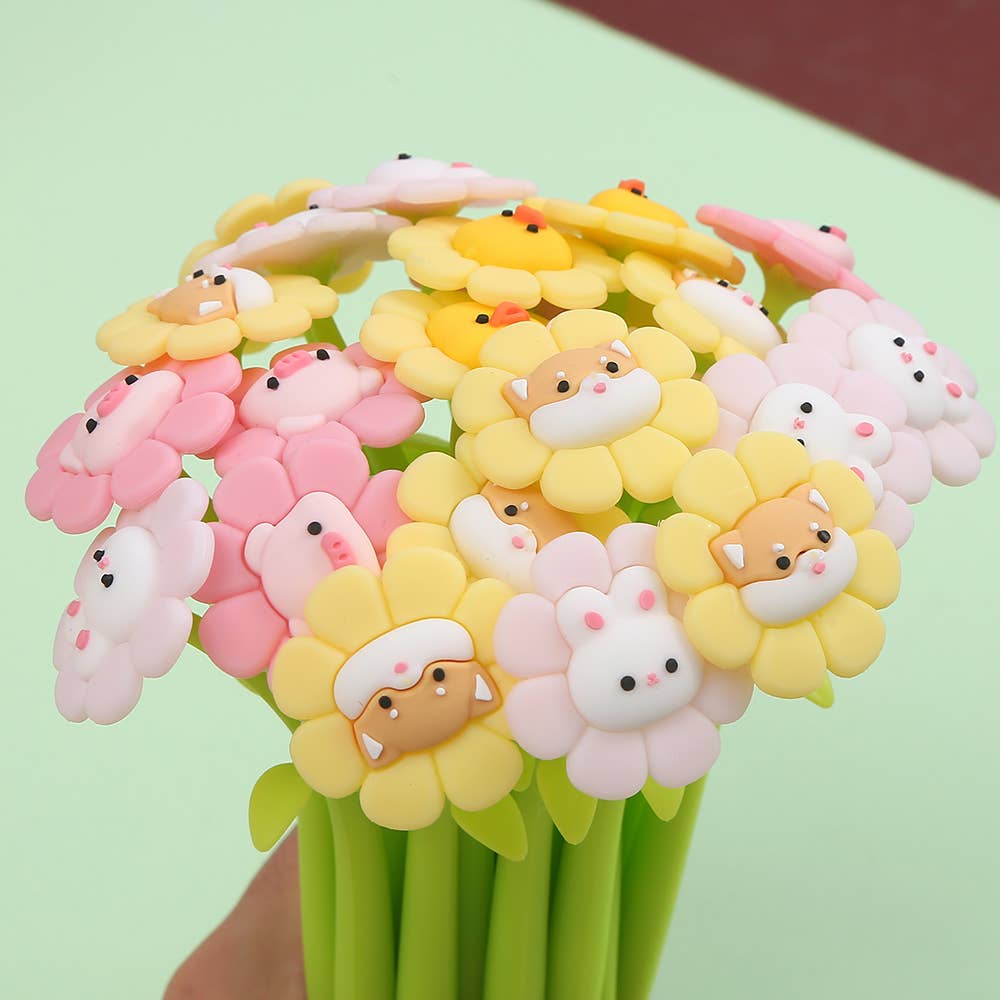 Bolígrafo de gel con animales en flor