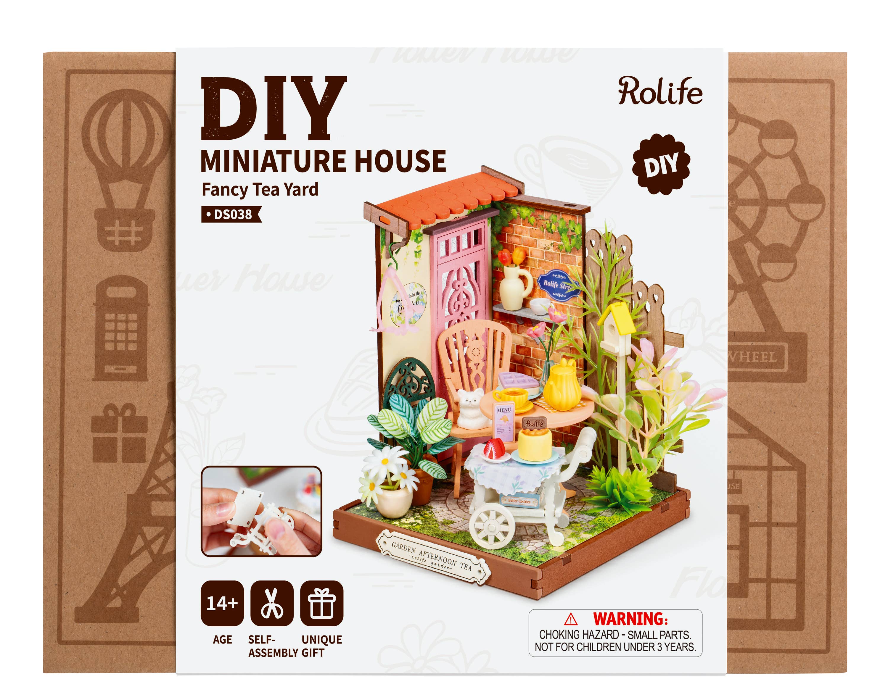 DS038 Patio de Té Elegante Rolife DIY MINI Casa Manualidades en Miniatura