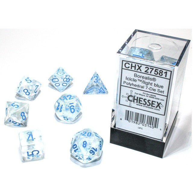 Dados: Chessex Borealis Icicle/azul claro