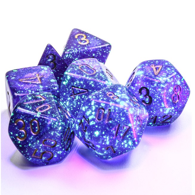 Dados: Chessex Borealis Royal Purple/gold