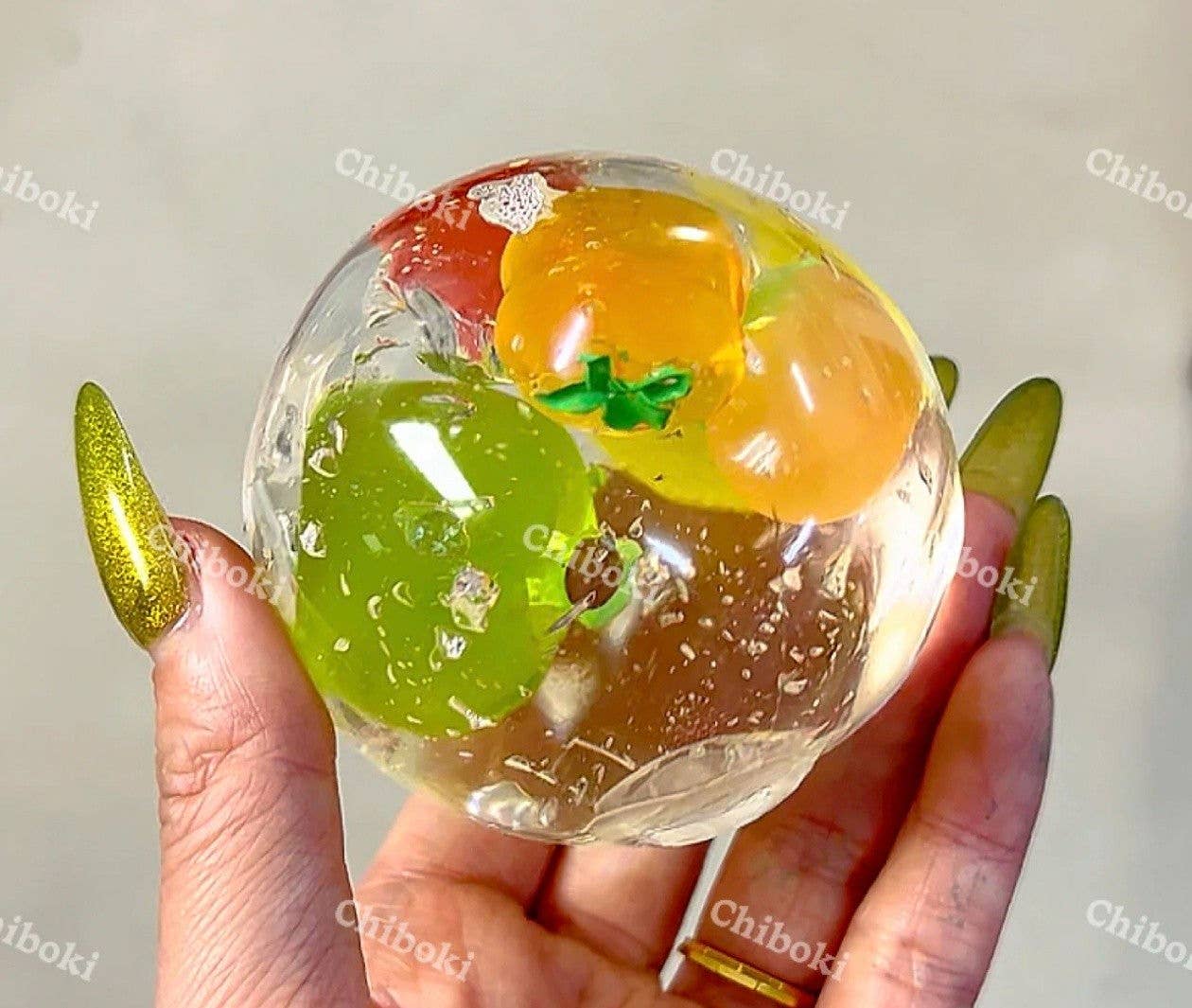 Mixed Fruit Hard Candy Stress Relief Ball Fidget Toy ASMR Sensory Kawaii Collectible Chiboki Studio