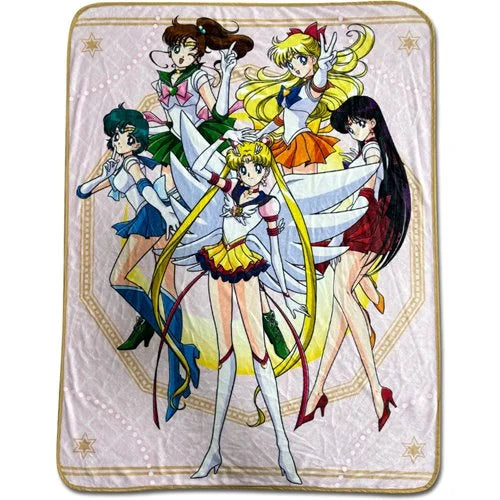 Sailor Moon Stars Sailors Group Pink Argyle Throw Blanket