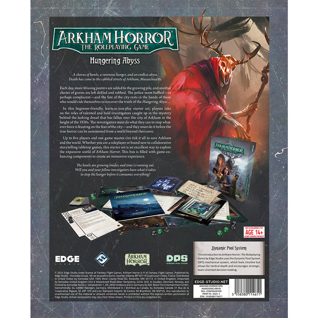 Caja de inicio del juego de rol Arkham Horror: Abismo Hambriento